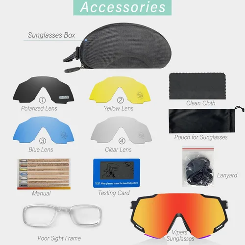Miniatura 6 de Youth Viper Polarized Sunglasses for Kid Boys Girls Age 10-15 4 Interchangeable Lenses UV400 Glasses for Cycling Baseball