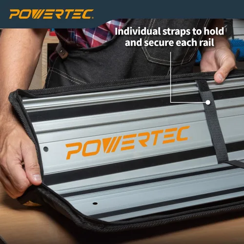 Miniatura 4 de Bolsa de riel guía de sierra de pista de 59" POWERTEC 71411 para Makita y DEWALT, con acolchado de doble cara para colocación segura del riel