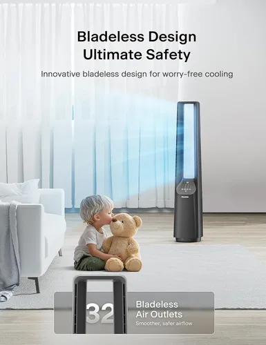 Miniatura 4 de PELONIS - Ventilador inteligente sin aspas de 40 pulgadas para dormitorio - Ventilador de torre, compatible con Alexa/Google/WiFi, motor DC, 6