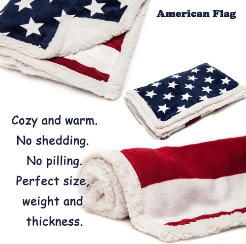 Miniatura 3 de Brandream Manta de forro polar de diseño con bandera estadounidense para niños, niñas, adultos, mantas de 51 x 63 pulgadas, súper suave