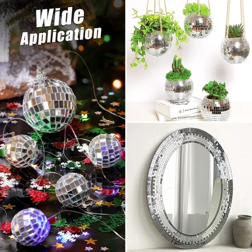Miniatura 7 de 10800 piezas de azulejos de mosaico de espejo, azulejos de disco autoadhesivos de 5 x 5 mm, azulejos de disco de espejo cuadrado, pegatinas de bola