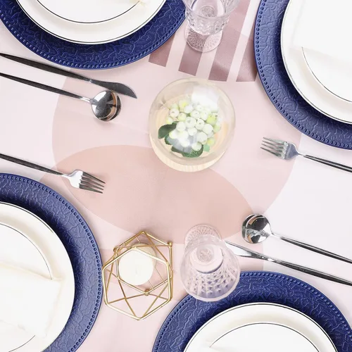 Miniatura 7 de Platos de carga azul marino con bordes abalorios, juego de 6 platos de plástico para bodas a granel para platos de cena, decoración de mesa
