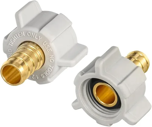 Paquete de 2 adaptadores giratorios NPT hembra, PEX 1/2 pulgadas x 1/2 pulgadas NPSM hembra roscadas de latón accesorios PEX, puerto completo para