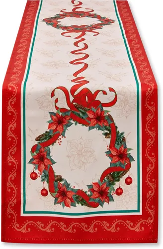 YiHomer Cinta de Pascua de tela estampada para Navidad, vacaciones de invierno, Navidad, camino de mesa, 14 x 72 pulgadas