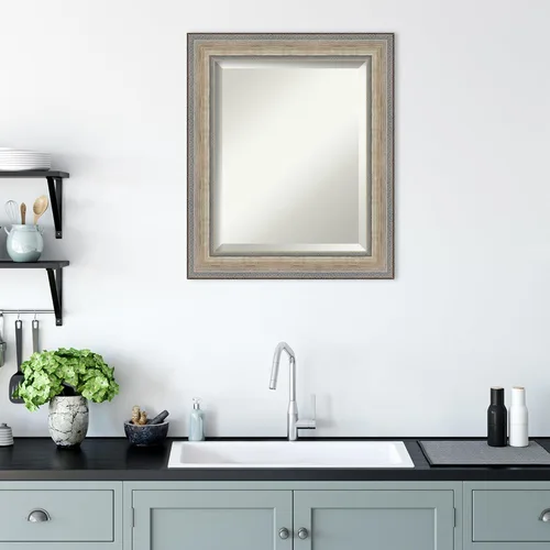 Miniatura 6 de Amanti Art Espejo de baño de madera, espejo de pared plateado champán Fleur para usar como espejo de tocador de baño sobre fregadero