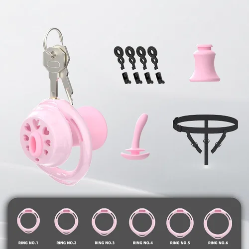 Miniatura 2 de Love Chastity Lock - Jaula para pene negativa, dispositivo ligero de castidad masculina con 6 anillos para el pene y catéter y bloqueo invisible