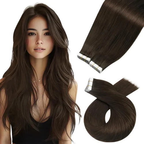 Miniatura 64 de Moresoo Extensiones de cabello humano real con cinta adhesiva, sin costuras, #1 negro azabache, 20 piezas, 1.76 oz (50 g), 24 pulgadas