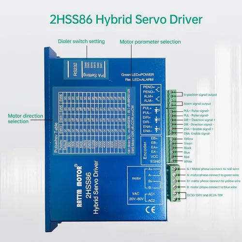 Miniatura 5 de RATTMMOTOR 8Nm Nema34 Motor paso a paso de bucle cerrado 8N.m 3.386x3.386x4.646 in 6A, híbrido 2-fase 2HSS86 Kit de controlador de controlador