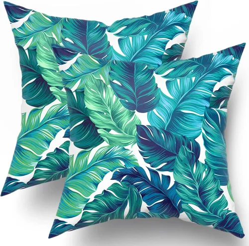 Miniatura 29 de Fundas de cojín decorativas con temática de verano náutica costera de 12 x 12 pulgadas, juego de 2 fundas de cojín de color aguamarina azul verdoso