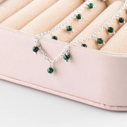 Miniatura 17 de Yanara Tobilleras de piedras preciosas para mujer, piedra natal natural, chapada en plata, joyería hecha a mano en 8.5 + 1.5 pulgadas, cristales