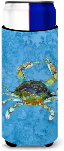 Caroline's Treasures 8656MUK Crab Ultra Hugger para latas delgadas, funda enfriadora de latas, lavable a máquina, funda para bebidas, aislante,