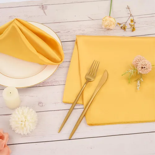 Miniatura 7 de 50 servilletas de tela de satén doradas, servilletas cuadradas de 20 x 20 pulgadas, servilletas de mesa de tela suave y lisa, servilletas lavables