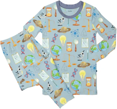 Miniatura 52 de KicKee Pants Conjunto de pijama de manga larga con estampado de piezas