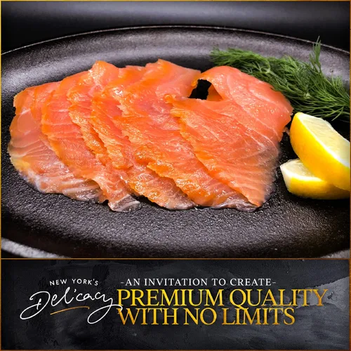 Miniatura 4 de New York's Delicacy Salmón ahumado Nova – 2.0 libras (1 filete) – Precortado, totalmente recortado, sin piel, Kosher, sin gluten, alto en Omega 3