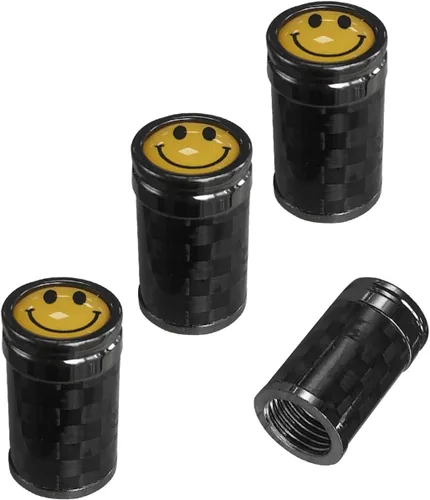 Ziciner 4 piezas de cubiertas de tapones de válvula de neumático, tornillos de cubierta de tapón de aire de rueda de carbono para llantas de auto,