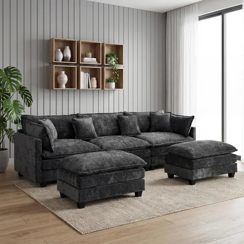 Miniatura 7 de Sofá seccional, cómodo sofá modular de nube, sofá modular de asiento profundo, sofá moderno en la nube, sofás modulares para sala de estar, Beige