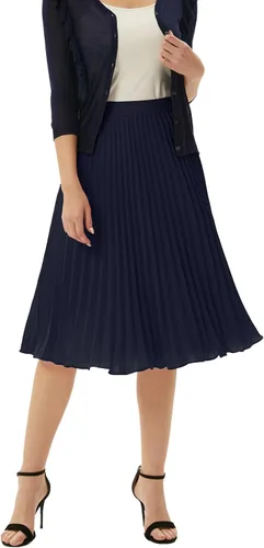 Miniatura 179 de GRACE KARIN - Falda plisada de gasa para mujer, con cintura alta y elástica, vuelo, corte acampanado y longitud por debajo de la rodilla