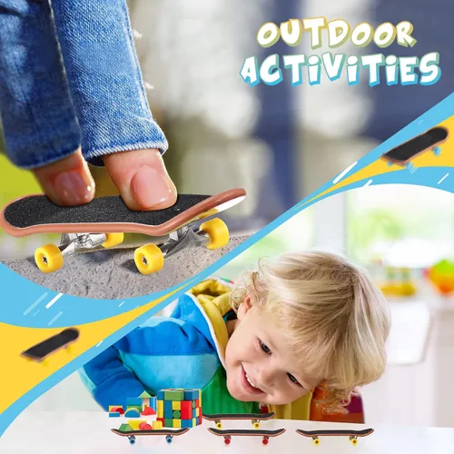 Miniatura 5 de Civaner Paquete de 10 Patinetas de Dedo DIY para Niños con Caja y Accesorios de Repuesto, Mini Patineta de Dedo Coleccionable, Kit de Juguete