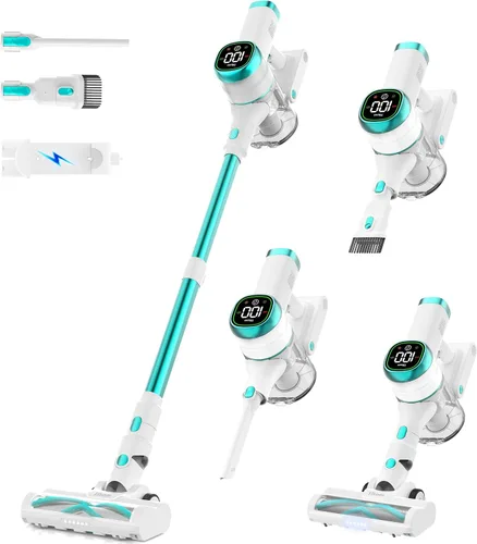 Miniatura 11 de Tikom V500 - Aspiradora inalámbrica para el hogar, aspiradora de 40000 Pa/450 W con pantalla táctil LED, base de pared de carga, antienredos