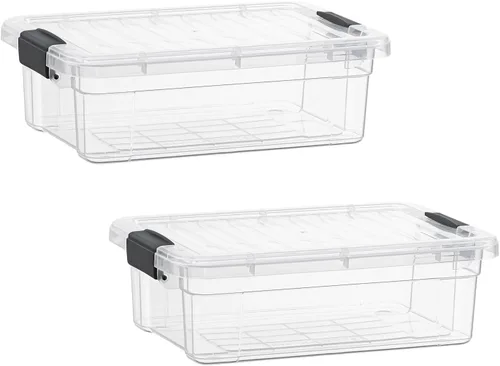 Superio Cajas de almacenamiento transparentes con tapas, contenedores de plástico de 2.3 cuartos de galón para organizar, cajas apilables, sin BPA,