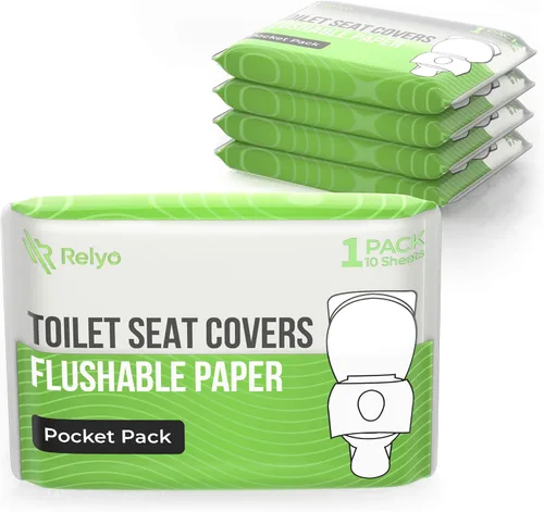 Funda de asiento de inodoro de papel desechable (paquete de 50) – XL para adultos y niños, suministros de viaje 100% biodegradables, esenciales para