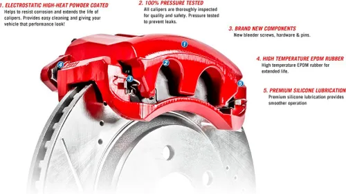 Miniatura 2 de Power Stop Par de pinzas delanteras S4692 con recubrimiento en polvo rojo para Chevrolet Camaro 1998-2002, Pontiac Firebird 1998-2002