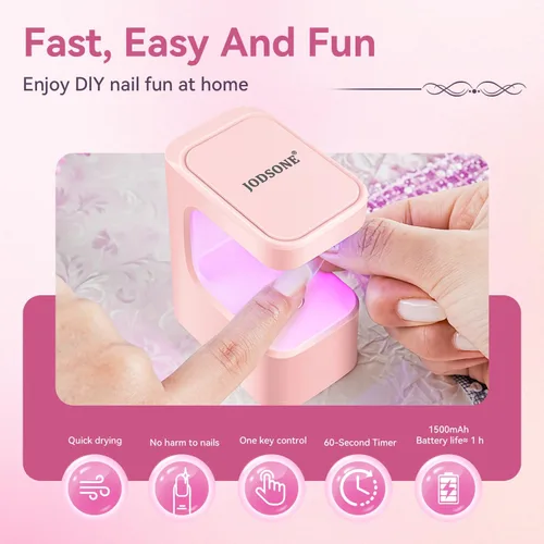 Miniatura 6 de JODSONE U V Mini lámpara de uñas recargable con temporizador inalámbrico portátil luz LED para secado rápido esmalte de gel rosa