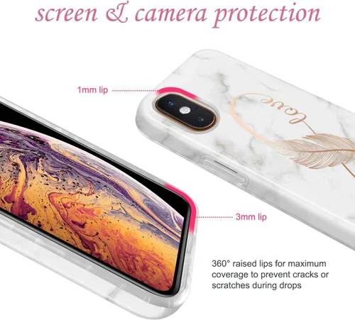 Miniatura 3 de Funda diseñada para iPhone XR, brillante, galvanizada, diseño de mármol amoroso, delgada, a prueba de golpes, TPU suave de goma de silicona, funda