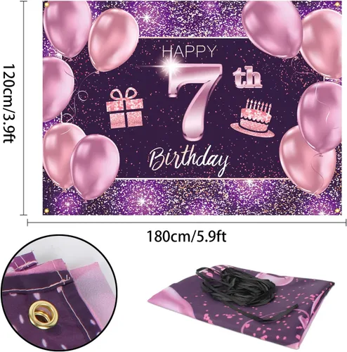 Miniatura 2 de pancarta grande rosa con texto en inglés “Happy Birthday