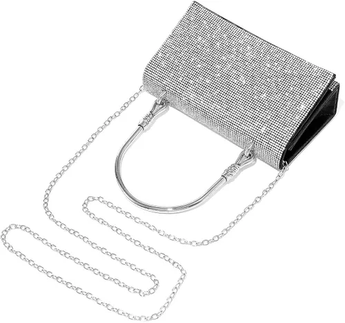 Miniatura 6 de Yokawe Bolso de mano con diamantes de imitación para mujer bolso de noche con cristales brillantes para bodas fiestas bailes cócteles