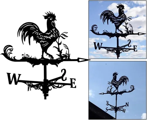 Miniatura 7 de Fenteer Veleta de metal de gallo, para montaje en techo, para exteriores, para jardín, jardín, cobertizo, patio y decoración de patio