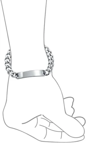 Miniatura 3 de Bling Jewelry Cadena de eslabones cubanos chapada en nombre de identificación para hombre, nombre personalizado, grabado en tono plateado, acero