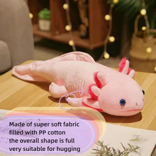Miniatura 3 de FRANKIEZHOU Animal de peluche realista de ajolote rosa de 19 pulgadas, juguete de peluche de ajolote, animales de peluche de San Valentín, peluche