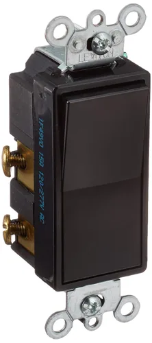 Leviton 15 A, 120/277 V, Interruptor silencioso de 4 vías AC, Decora Rocker, grado residencial, a tierra, 5604-2E, color negro