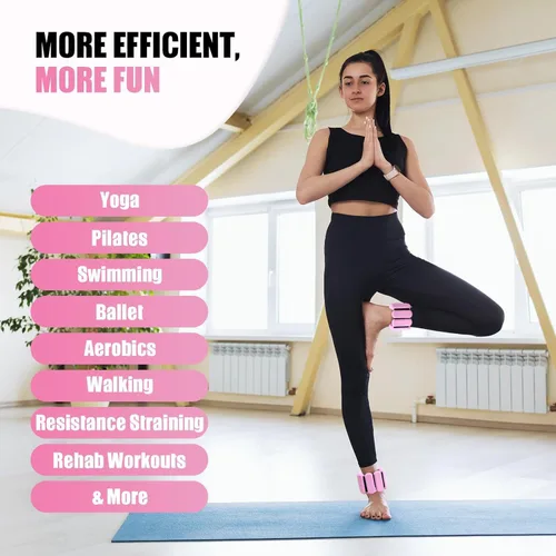Miniatura 4 de Pilates - Pesas de muñeca y tobillo para mujer, pesas fuertes para brazos y piernas, juego de 2, pesas ajustables para caminar, yoga, baile, barras