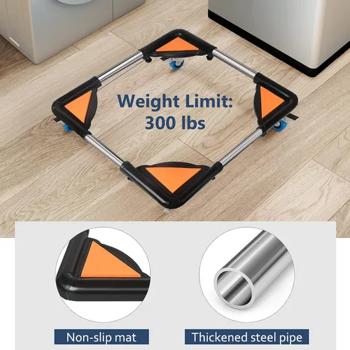 Miniatura 4 de SPACECARE Soporte para Mini Nevera Mueble Carretilla Móvil con 4 Ruedas con Seguro - Base Ajustable Soporte para Refrigerador Lavadora Carrito Móvil