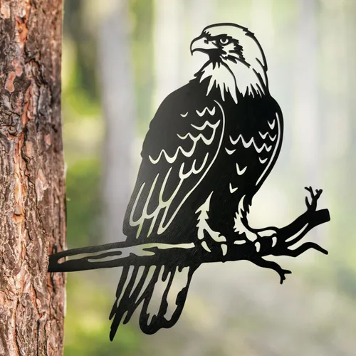 OULYDEKO Estatua de águila calva de metal para jardín, decoración de árbol al aire libre, regalo de estatua de águila para hombres
