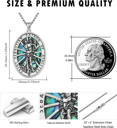 Miniatura 577 de Collar de plata de ley 925 con medalla de San Patrón, colgante de protección católica, amuleto, joyería religiosa para hombres y mujeres