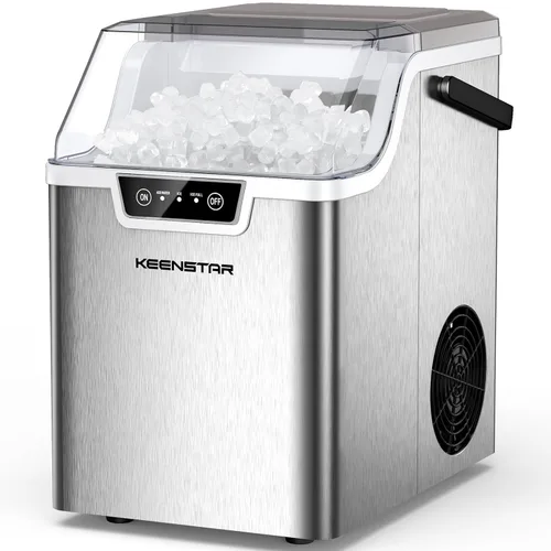 KEENSTAR Máquina de hielo para encimera de pepitas con hielo masticable suave, máquina de hielo de guijarros de 40 libras/24 horas para el hogar,