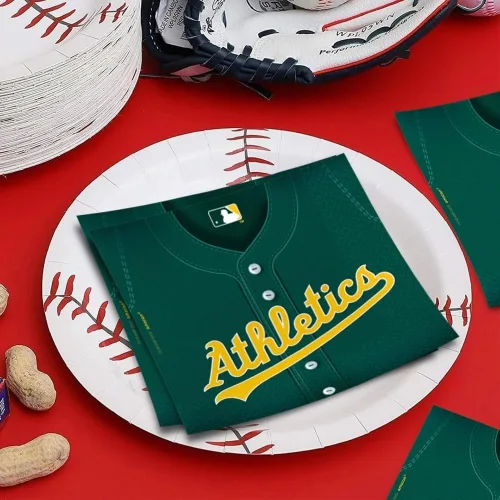 Miniatura 4 de MLB Oakland Athletics™ - Servilletas de papel desechables verdes - 6.5 x 6.5 pulgadas (paquete de 36) - Perfecto para fiestas y eventos del día