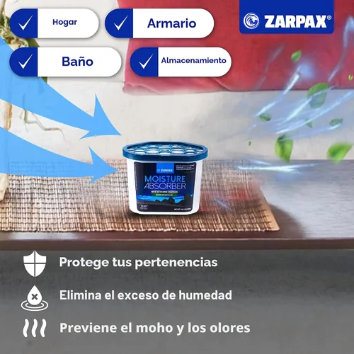 Miniatura 3 de Zarpax Cajas de Absorción de Humedad con Carbón Activado 10.5 oz/300g Elimina Humedad, Ambientadores, Olores y Humedad Absorbente de Olores