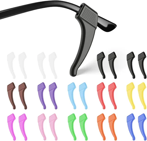 Miniatura 11 de SMARTTOP 20 pares de agarres antideslizantes para orejas de gafas, ganchos cómodos de silicona elástica, puntas de patillas de gafas, retenedor