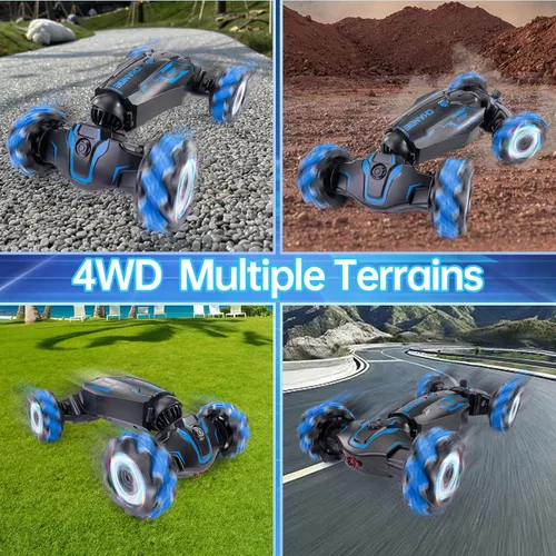 Miniatura 4 de 4WD Coche de Control Remoto con Sensor de Gesto, Giro de 360° de Doble Cara, con Luces y Música, Coche RC de Acrobacias con Giros para Niños de 6 a