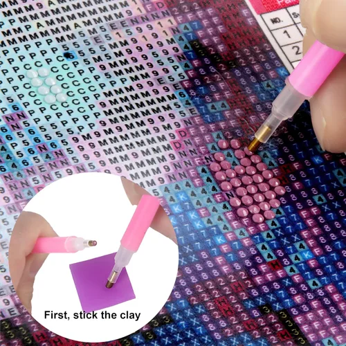 Miniatura 5 de Juego de herramientas de cera de bordado de diamante de arcilla para pintura (morado 50 piezas)