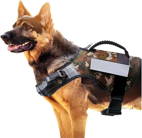 Miniatura 8 de Arnés para perro con asa – Arnés reflectante resistente sin tirones para perros de tamaño mediano, entrenamiento táctico, caminar, arnés de fácil