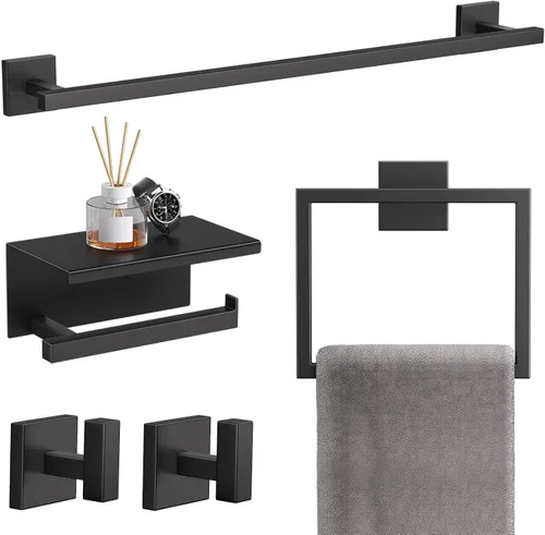 Miniatura 9 de TQKAG Juego de 5 piezas de accesorios de baño de níquel cepillado clásico montado en la pared de acero inoxidable SUS304 juego de accesorios de baño