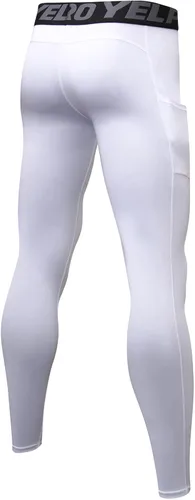 Miniatura 3 de AVVS Pantalones térmicos suaves para hombre, color liso, con forro polar, leggings largos y con capa base de invierno