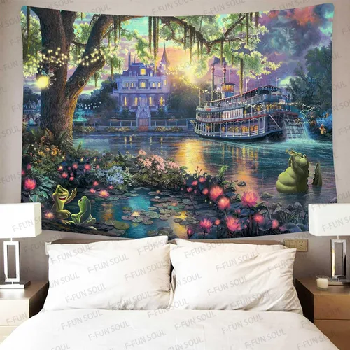 Miniatura 10 de F-FUN SOUL Tapiz del Palacio del Príncipe, franela suave de 40 x 30 pulgadas, tapiz para colgar en la pared de la isla psicodélica, para sala