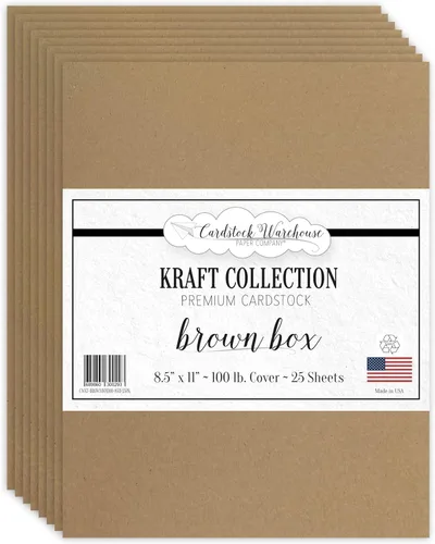 Cardstock Warehouse - Caja de papel kraft marrón – 8.5 x 11 pulgadas – 100 libras / 9.52 oz/m² 100% reciclado de alta calidad – 25 hojas Marrón