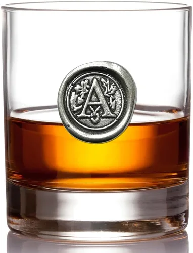 English Pewter Company – Vaso de whisky Old Fashioned de 325 ml con monograma de inicial, regalos únicos para hombres, regalos personalizados con la